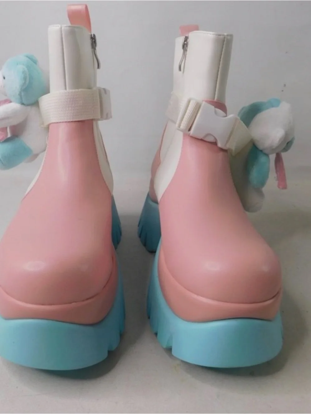 koi Pink Cream Platform Ankle Boots with BluePink size Women’s 8 Teddy Bears